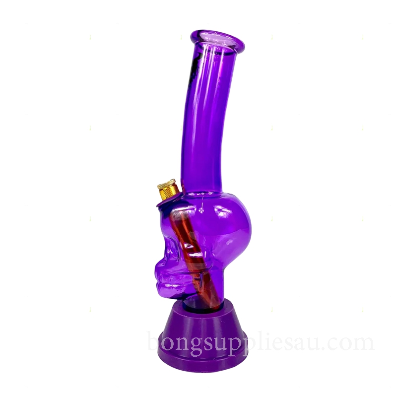Bold Purple Glass Bong with Tornado Skull Design
