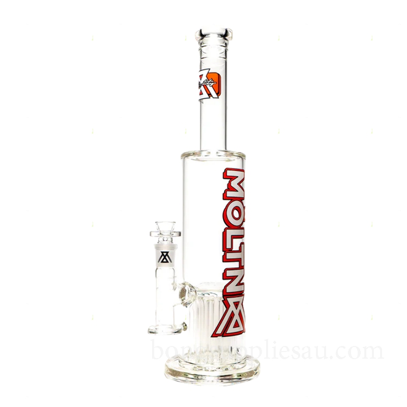 Moltn Glass Eighty Tall Tree Perc Bong Red White Shadow Label