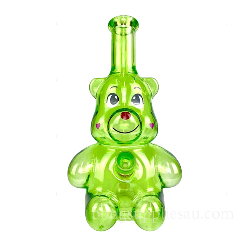 Green Bear Glass Bong 25cm Cool and Compact