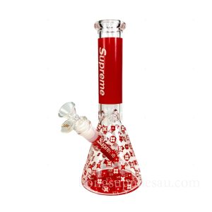 25cm Red Beaker Bong with Supreme Glow Effect