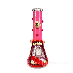 Pink Monster 3D Beaker Bong 7mm Thick Glass 32cm