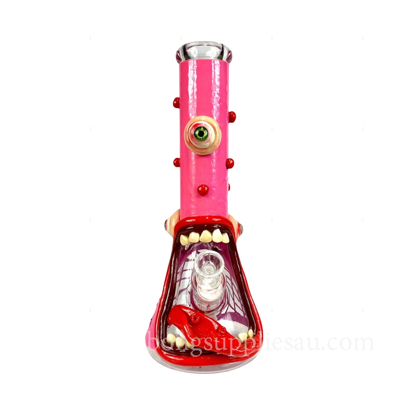 Pink Monster 3D Beaker Bong 7mm Thick Glass 32cm