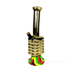 Reggae Rhythm Golden Glass Bong Microphone Look 28cm