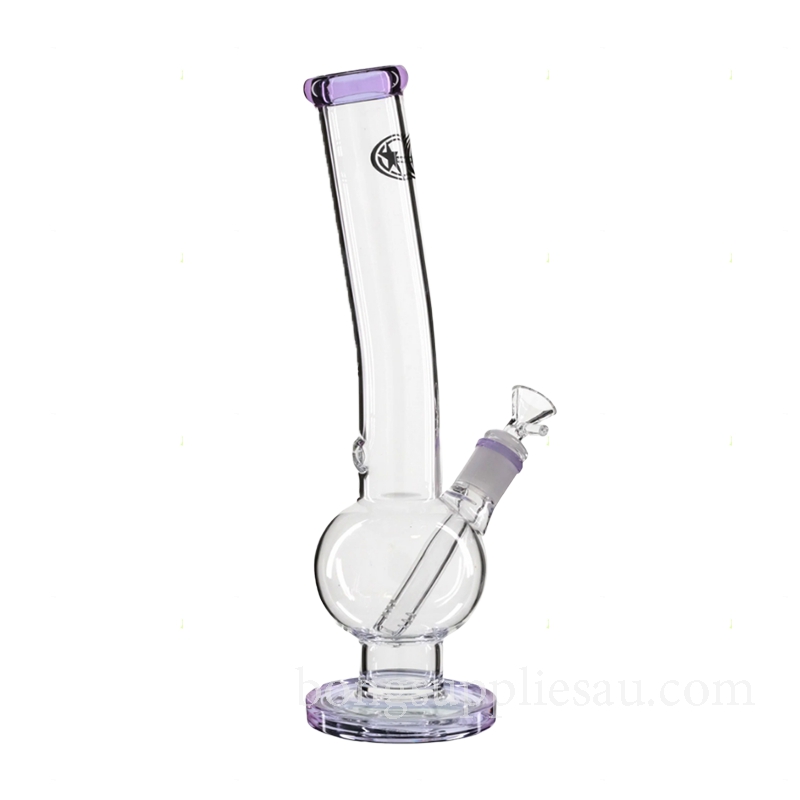 33cm Purple Tinted Bent Bubble Glass Bong