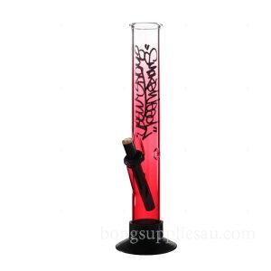 Pink Fade Graffiti Glass Bong 33cm