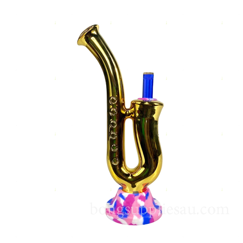 Saxophone Style Gold Bong 28cm