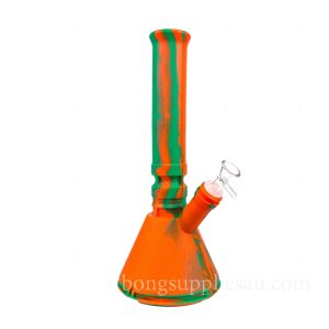 Bold Orange Swirl Phoenix Silicone Beaker Bong 32cm