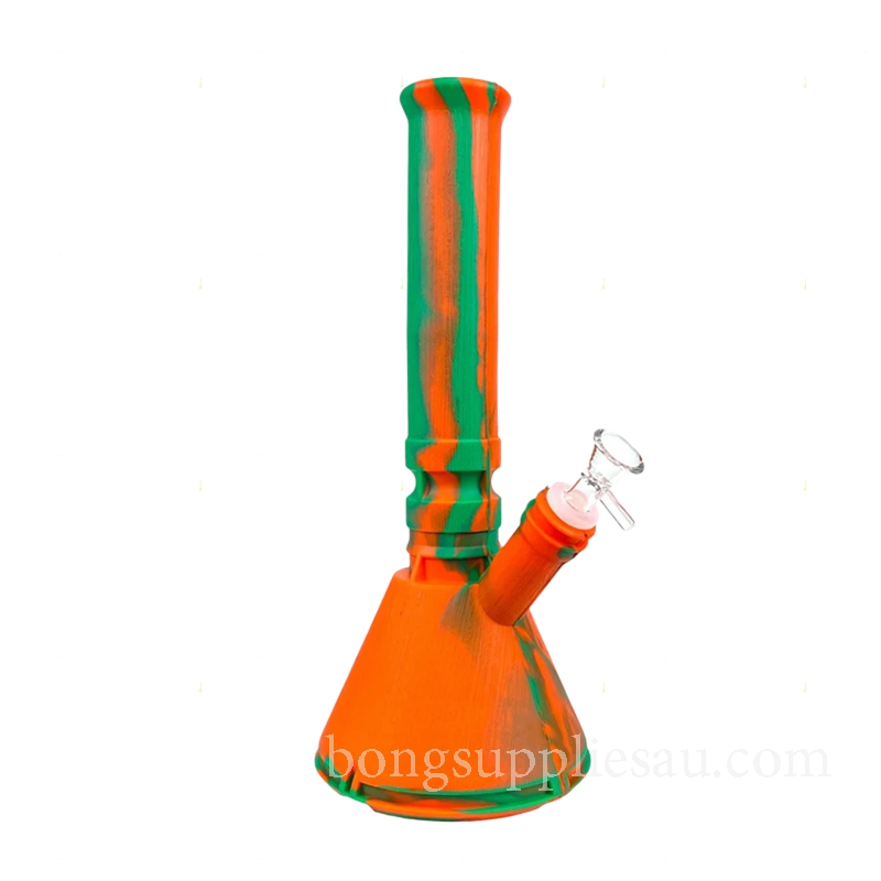 Bold Orange Swirl Phoenix Silicone Beaker Bong 32cm