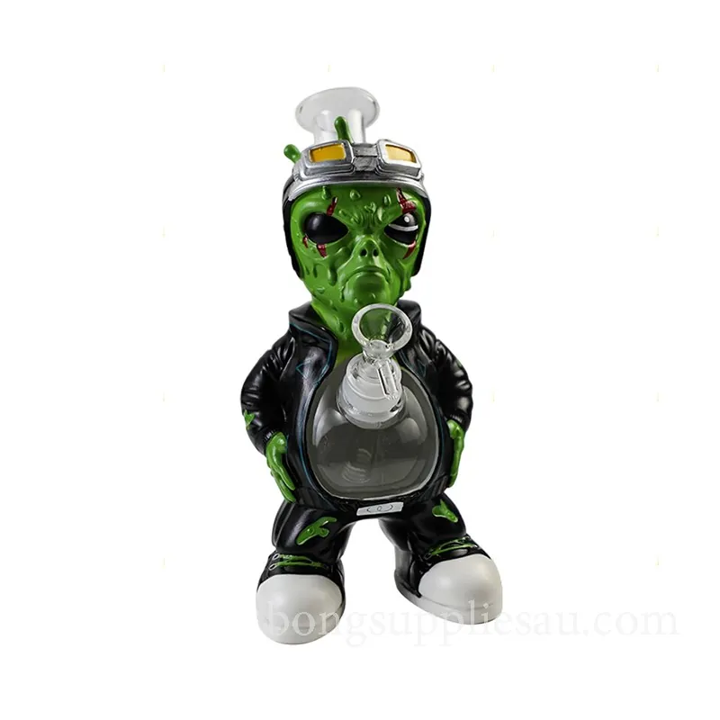 Green Alien Glass Bong Cartoon Style 25cm