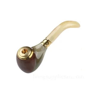 Horn Style Resin Smoking Pipe with Metal Bowl